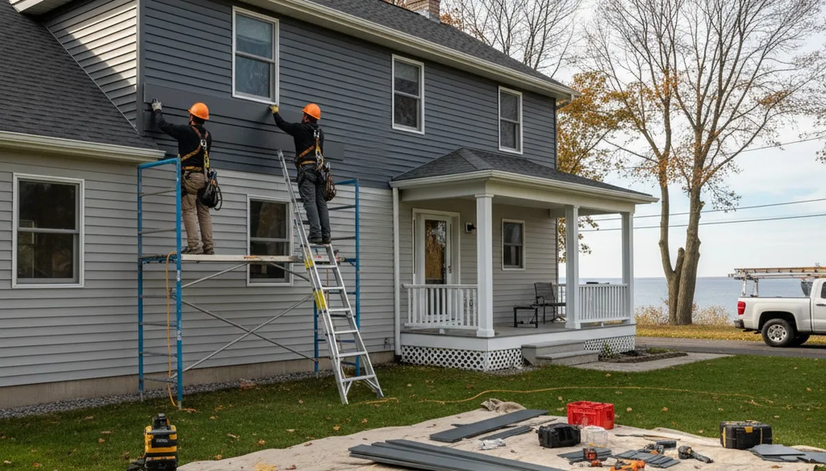 Vinyl siding installation for Rochester, NY home by local siding professionals