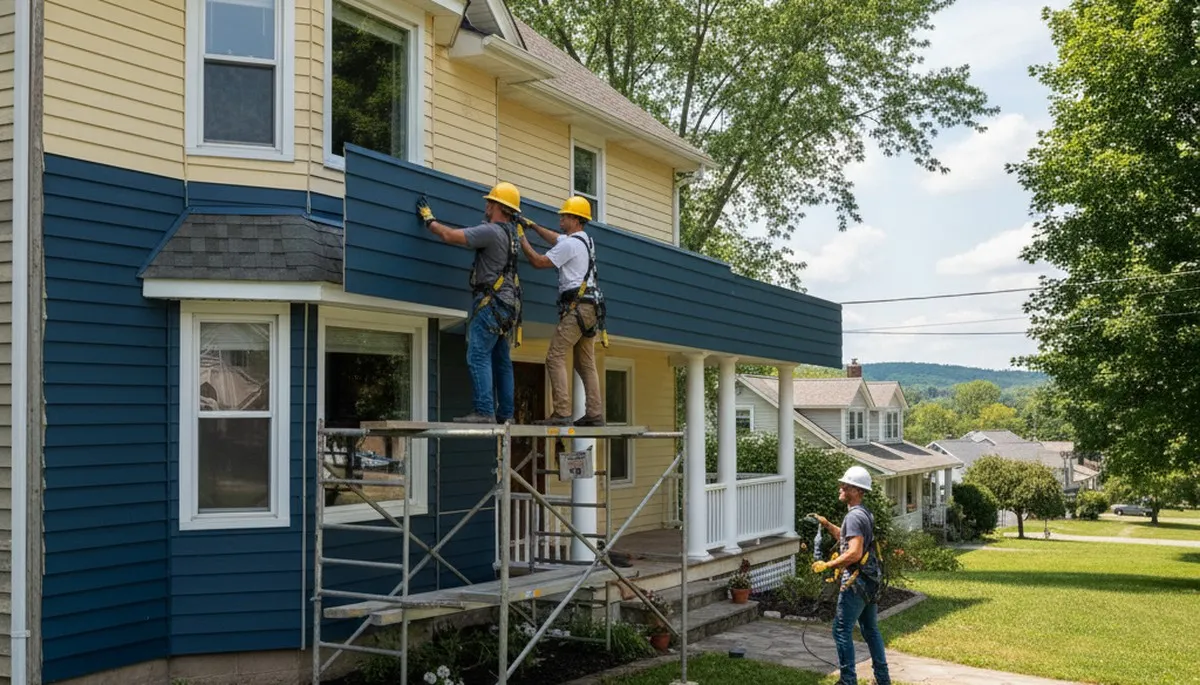 Vinyl siding installation by Rochester, NY siding contractors for homes and businesses